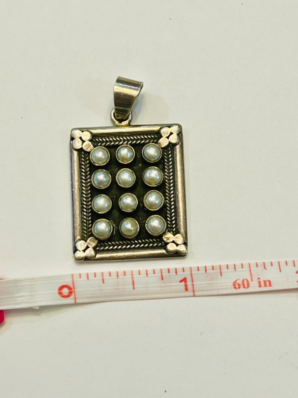 Sundance Sterling Silver 925 Rectangle Pendant with Pearls "RARE" - Picture 5 of 5